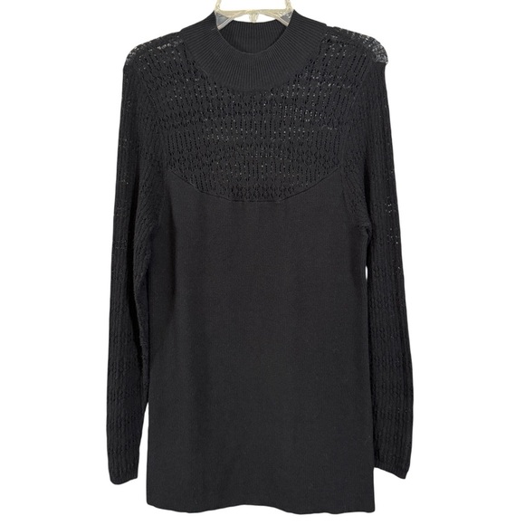 Torrid Black Open Stitch Sweater Tunic Plus 2X Mock Neck - Picture 1 of 6